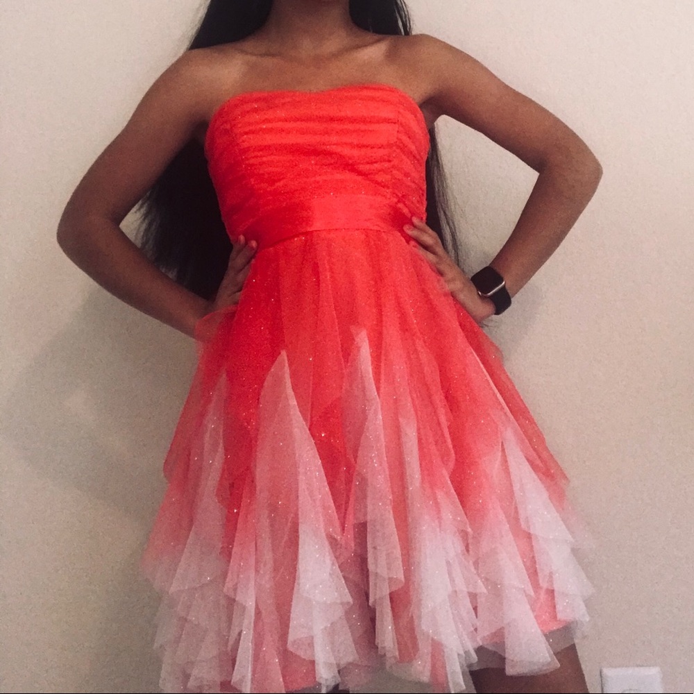 Semi formal coral and white ombré dress